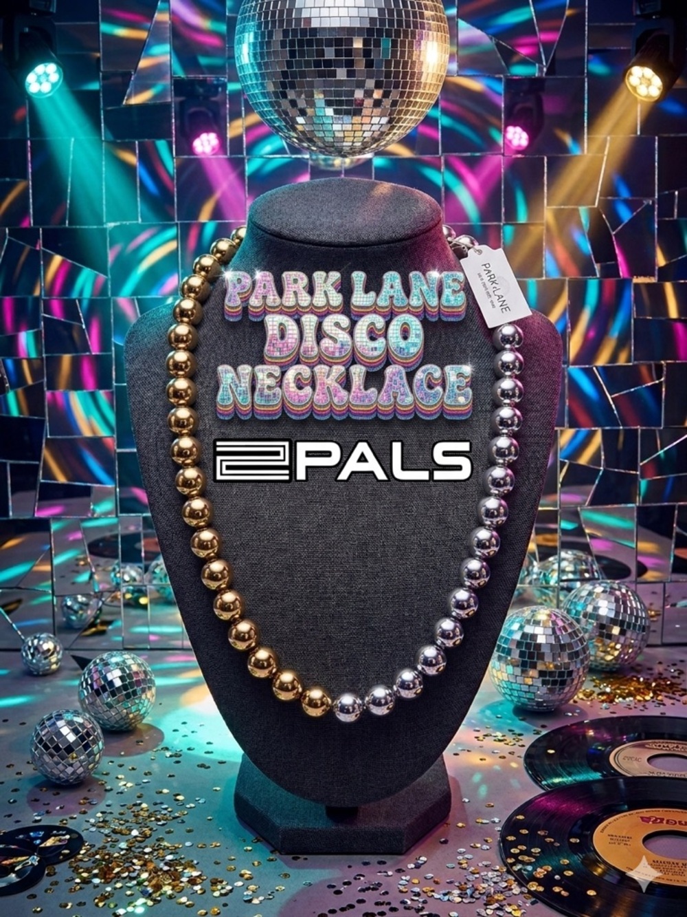 Park Lane Women’s “Disco” Retro Fun Party Ball Bead Statement Necklace NWT